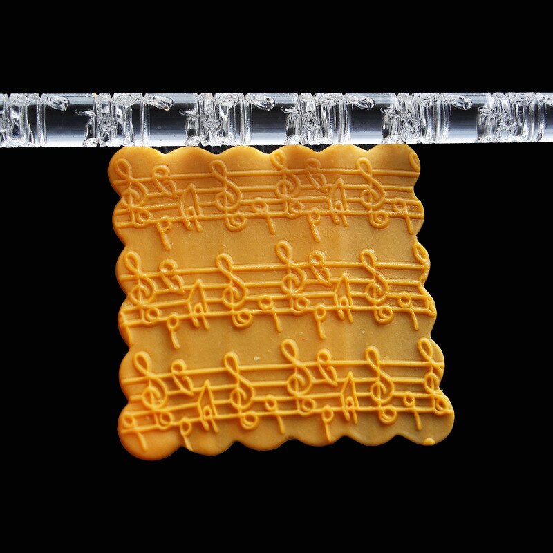 Bakken Diy Geweven Embossing Rolling Pin Transparant Embossing Music Note Fondant Suiker Ambachtelijke Cake Decor E211