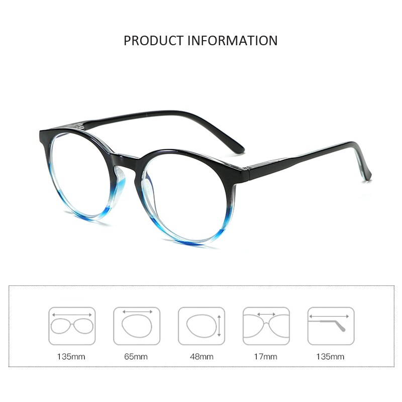 Zilead Round Frame Anti - Blue Glasses Spring Eye Leg Light And Comfortable Portable Protect Your Eyes Reading Glasses