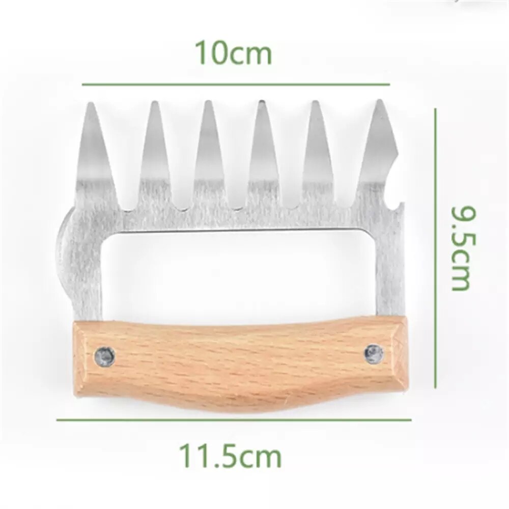 2Stck Fleisch Separator Edelstahl Multifunktions Klemme Schredder Bär Klaue Holzgriff Fleisch Unterteilt Reißen Fleisch für BBQ