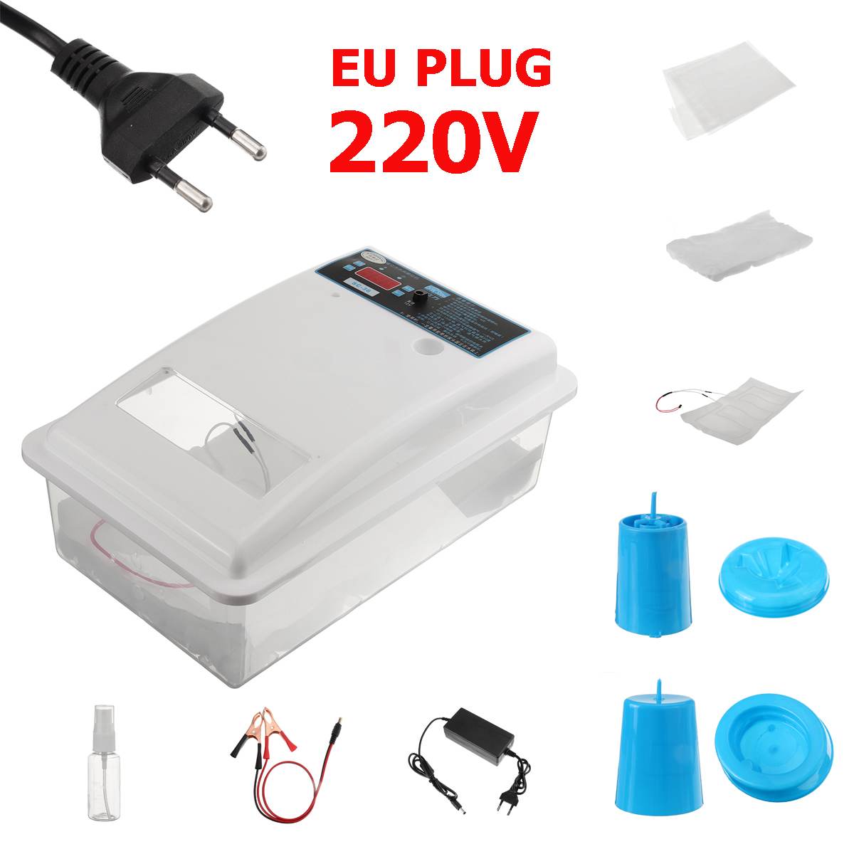 Halvautomatisk vaktel kylling egg inkubator brooder klekkeri fjærfe utstyr inkubator maskin 36 kylling egg vann seng inkubator: 220v eu-plugg