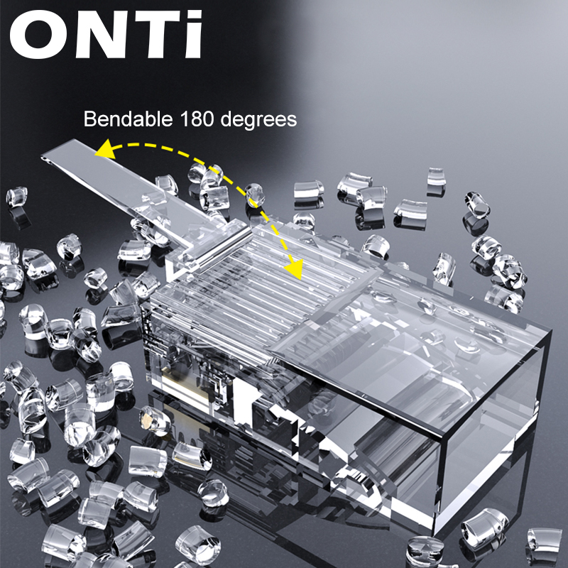 CAT6 CAT5E Pass Through RJ45 Modular Plug Network Connectors UTP 50u Gold-Plated 8P8C Crimp End for Ethernet Cable