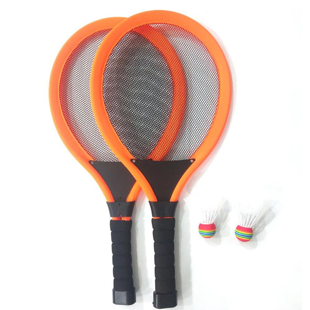 Lichtgevende Badminton Racket Set Nachtlampje Badmiton Bal Met Racket Kit Licht Voor Kids Kinderen Houden Begginers Familie: orange