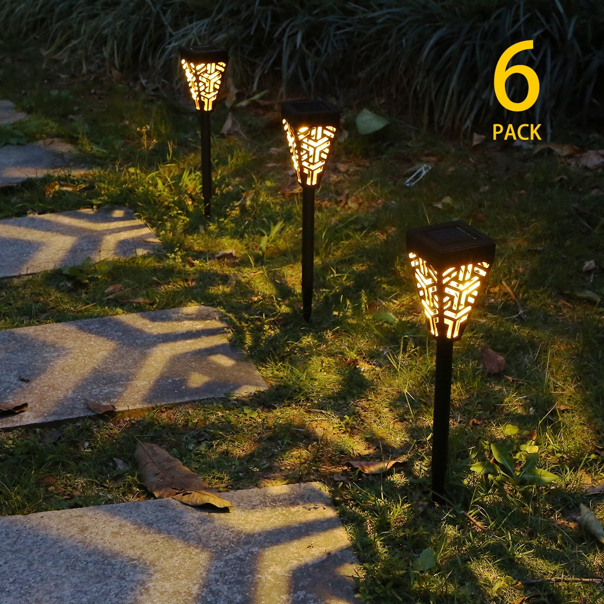 6 Pcs Warm Wit Zonne-energie Tuinverlichting Leds Gazon Lamp Decoratieve Landschap Licht Buiten Waterdicht Voor Tuin Yard Patio