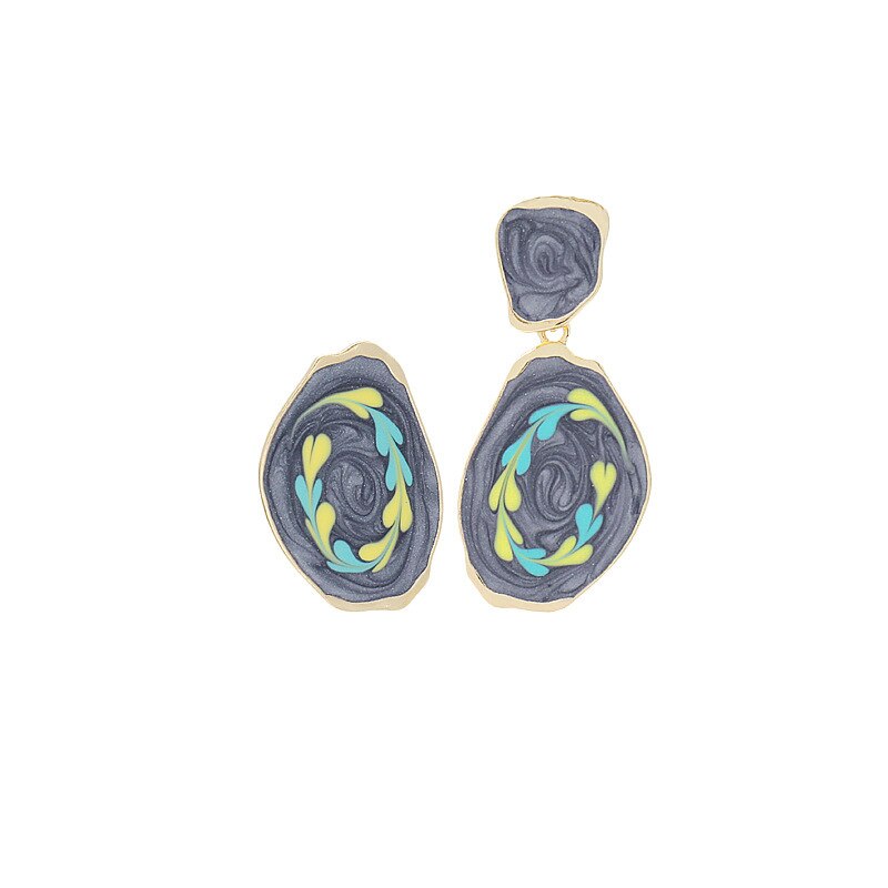 Koreańnarty asymetryczne geometryczne kwiat nausznice bez przekłuwania uszu delikatne błyszczący kwiatek obraz olejny okrągła tarcza klipsy robić uszu