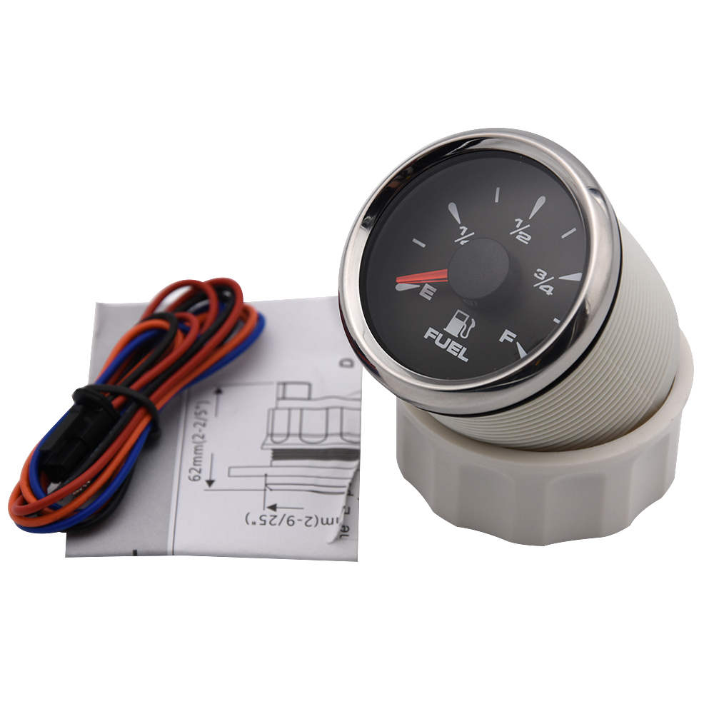 Medidores de nivel de combustible, indicador Digital automático de 52mm, indicador de nivel de combustible para barco, yate marino, embellecedor de tanque, impermeable: black silver