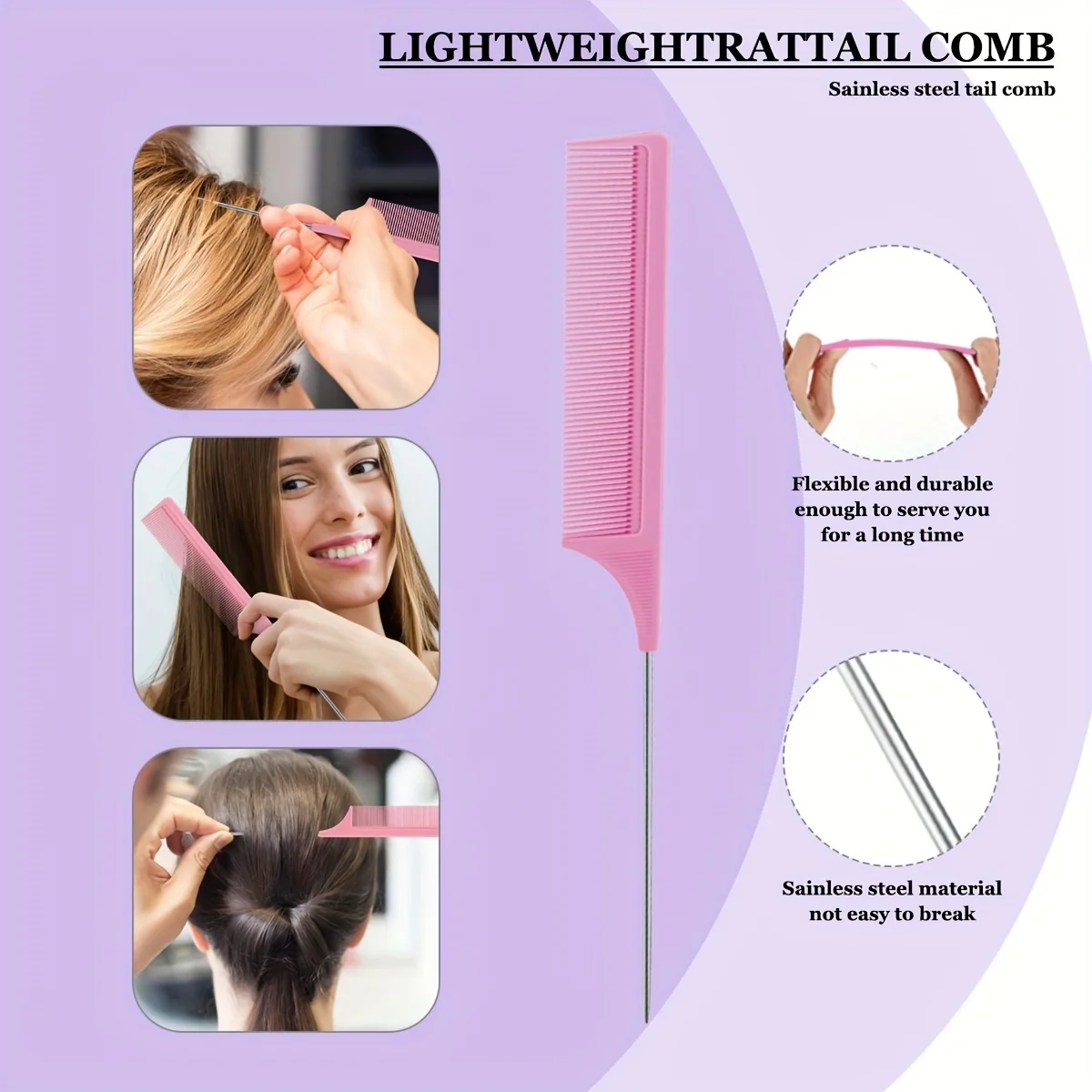 Juego de Herramientas de peinado para cabello rizado/Normal, Kit de cuidado del cabello sin perfume para adultos Unisex con peine cepillo desenredante de pulpo, 5 piezas