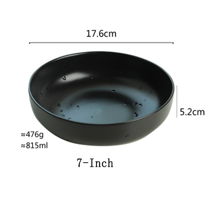 Nimitime japans eenvoudig puur kleur keramisch serviesgoed zwart thuis serviesgoed westerse restaurant serviesset: 7- inch soepkom