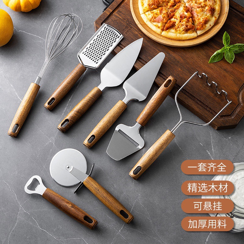 Utensilios de cocina de acero Manual, pelador de verduras, abrelatas, batidor de huevos, cortador de Pizza, rebanador de queso, herramientas de cocina útiles