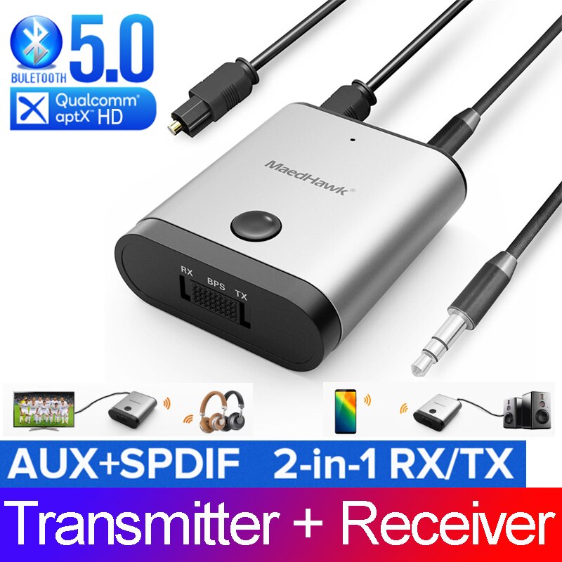 JINSERTA Bluetooth 5.0 Aptx HD Receiver Transmitter Optical 3.5mm SPDIF Bluetooth AUX Audio Adapter for TV Headphone