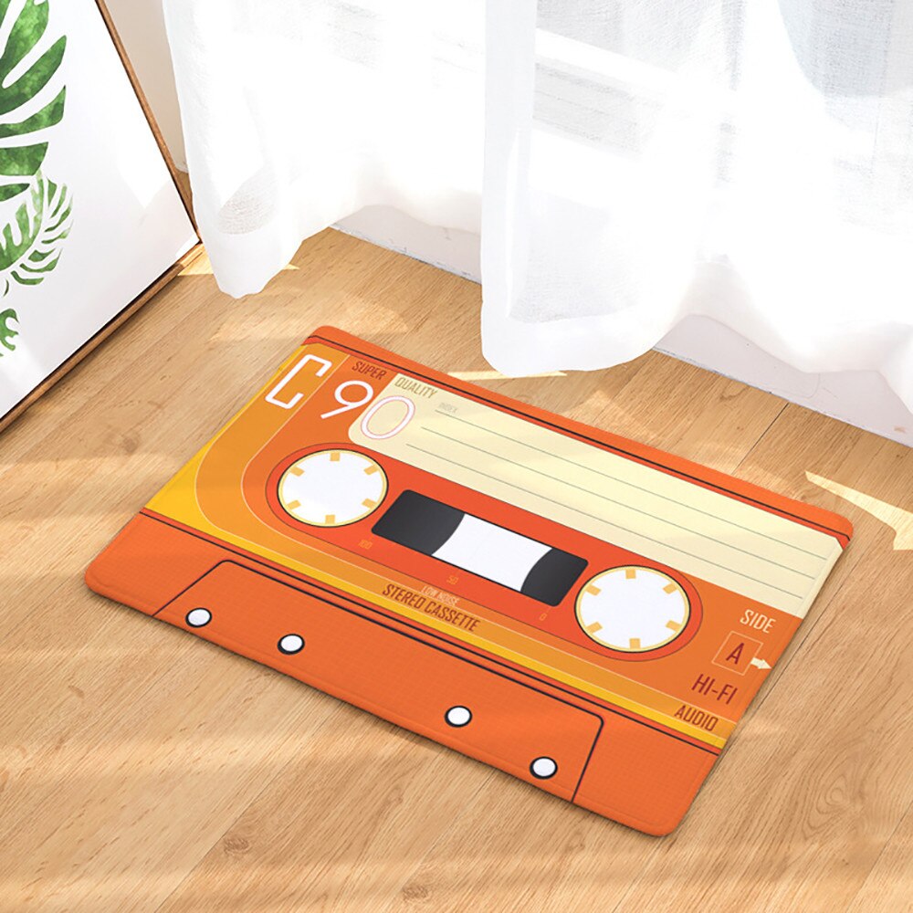 Non Slip Door Mat Flannel Vintage Cassette Tape Indoor Doormat Door Floor Mats Carpet Rugs Decor Porch Doormat Tapete 20JAN23: M
