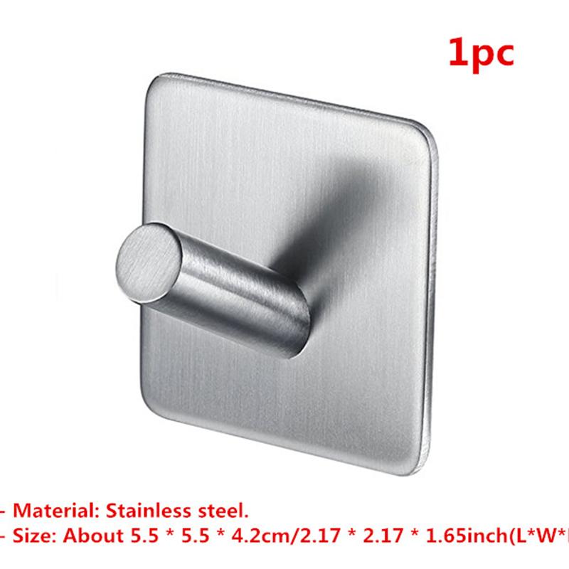 Rvs Haken Hanger Zelfklevende Zware Kapstok Robe Handdoek Haak Voor Badkamer Woonkamer Keuken Wandmontage: style 1