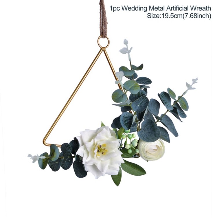 Fengrise nordisk stil geometrisk metal ring krans kunstig blomst krans ramme bryllup dekoration fødselsdagsfest væg hængende: Metal krans 03