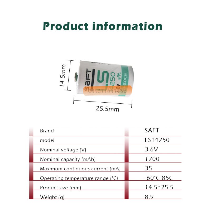 4 stk / parti original saft  ls14250 1/2aa 3.6v plc industriel automatiseringsudstyr cnc-maskine lithiumbatteri