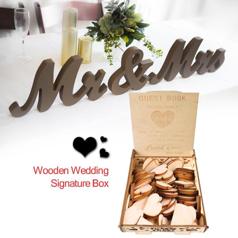 Boda firma corazones caja de gota de madera de único rústico libro de invitados de boda dulce necesario Accesorios para el hogar
