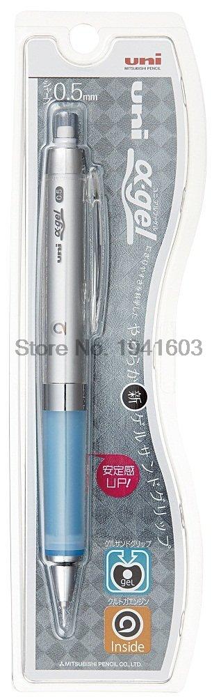 Uni M5-858GG – stylo mécanique Alpha Gel Kuru Toga à Rotation automatique, avec Super poignée, 0.5mm, , 2 pièces: Sliver with blue