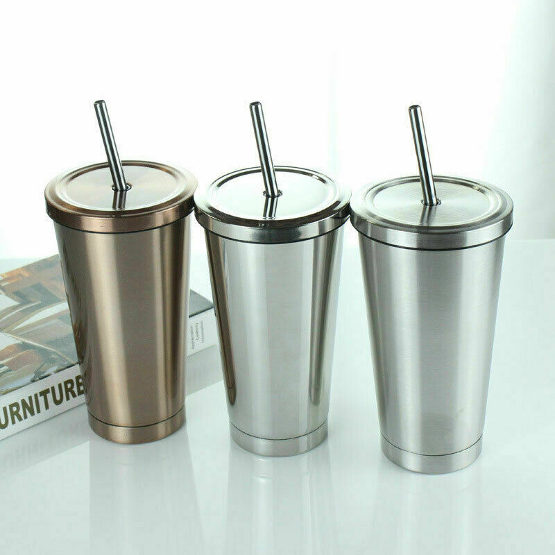 Tuimelaars Met Deksel Herbruikbare Roestvrij Staal Mokken Vacuüm Tumbler Cup Met Stro Koffie Cup 500 Ml