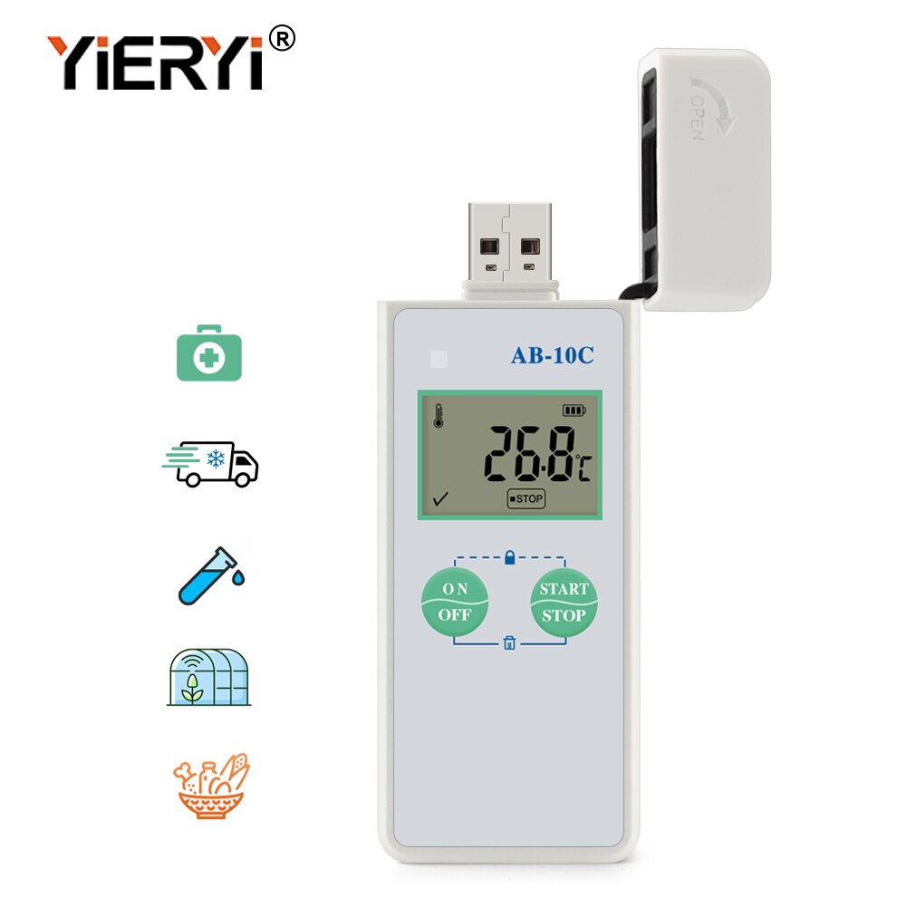 AB-10C High-precision Digital USB Temperature Data Logger -20℃-/+40℃ for Food Medicine Vaccine Refrigerated Transportation