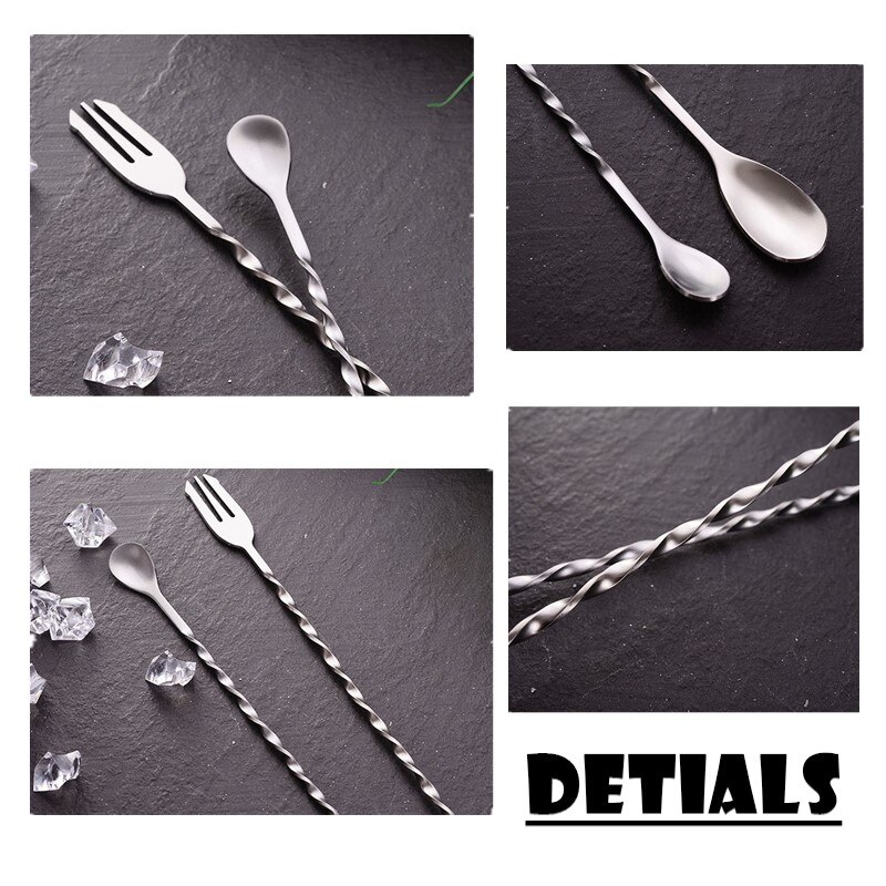 Stainless Steel Bar Spoons Cocktail Drink Mixer Muddler Stirring Mixing Stir Spoon Ladle Cocktail Shaker Spoon Bar Accessories