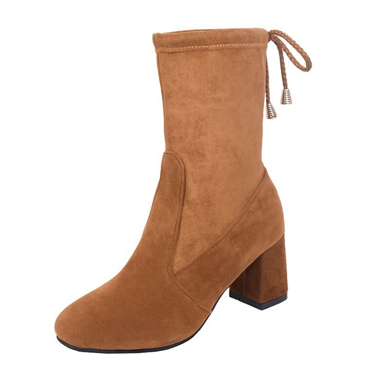 Chaussures de marche pour femmes, bottes solides à talons courts et épais, bottines d'automne et d'hiver pour femmes, chaussures d'extérieur, taille 34-43
