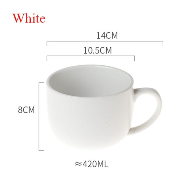 Keramische Nordic Ontbijt Cup Creatieve Havermout Melk Cup Grote Capaciteit Microwavable Grote Buik Mok Drinkware Huishoudelijke: White