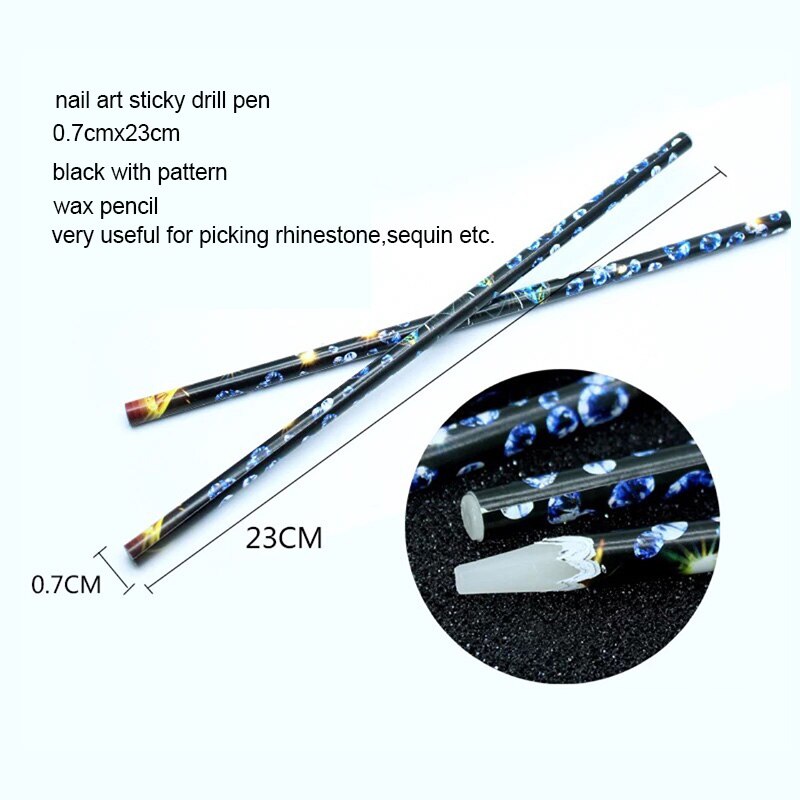 1 stk nail art dotting drill pen nail art rhinestone/pailletter/perler picker pencil nail art sticky drill voks pen negle dotting tool