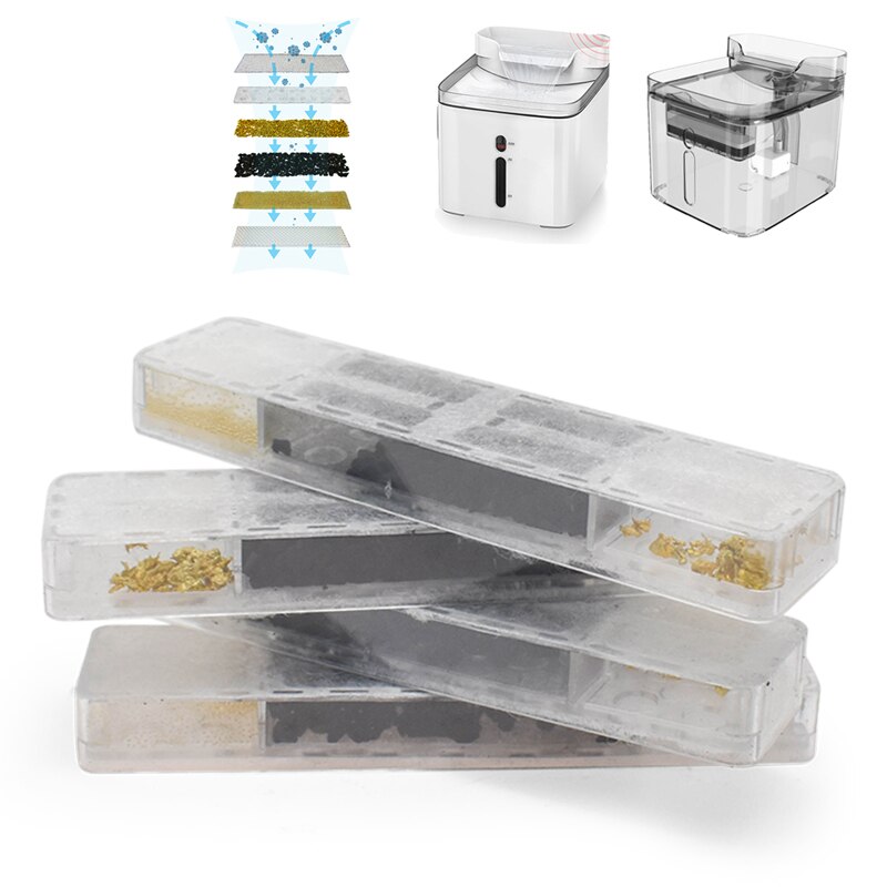 Filtre de fontaine à eau pour chien et chat, 2 pièces, cadre de remplacement avec charbon actif de noix de coco, adapté au distributeur d&#39;eau 3L