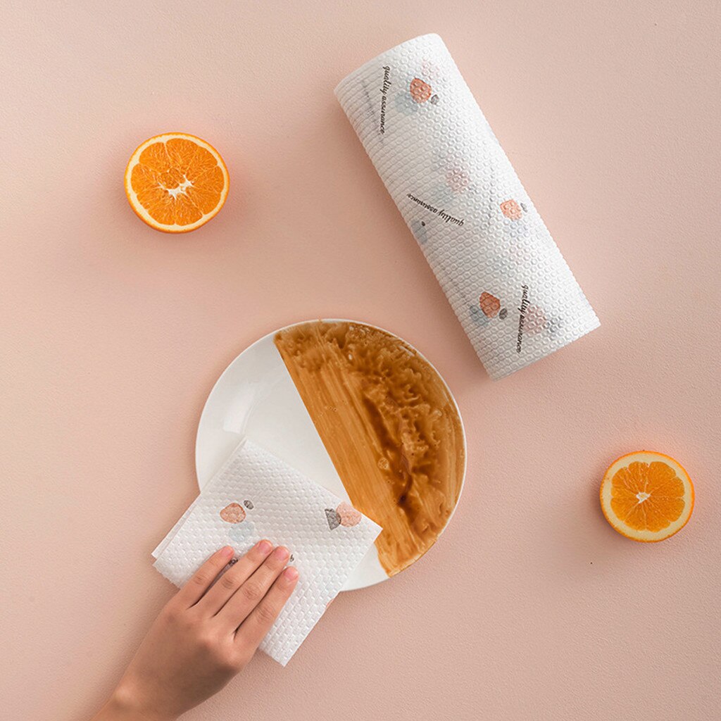 Trapo de limpieza desechable, toallitas de papel para cocina perezosa, absorción de aceite, toalla para lavar las manos, paño lavable para platos # T1G
