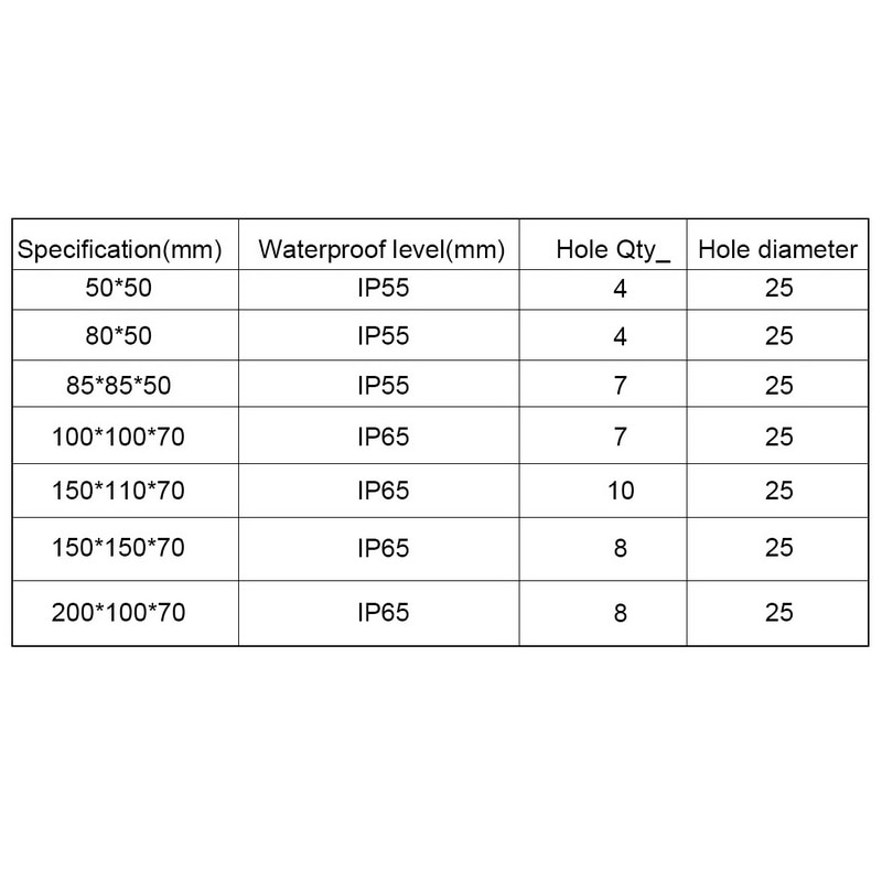 1Pcs ABS Plastic IP65 Waterproof DIY Outdoor Indoor Universal Electrical Project Enclosure Connection Cable Branch Junction Box