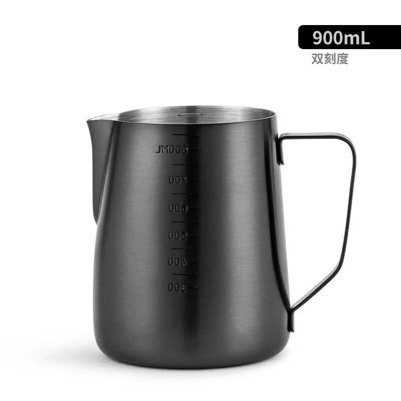 Jarra de espuma café con leche 300/600/900ml, jarra de Barista, jarra de arte artesanal con Latte, taza de acero inoxidable a doble escala con boca de águila Taza de leche: E