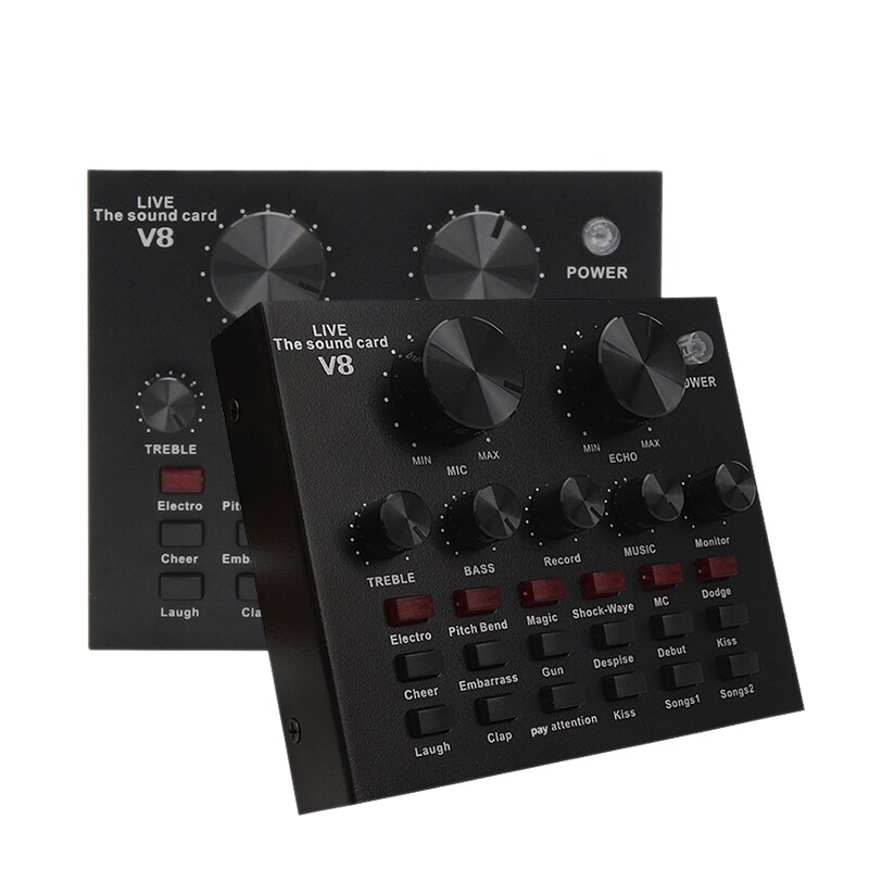 V8 Soundkarte Audio- einstellen Schnittstelle Externe Usb Live Mikrofon Soundkarte Bluetooth Funktion für Computer Pc praktisch Singin: Ursprünglich Titel