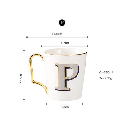 EWAYS – tasse à café en porcelaine avec poignée dorée, pour Couple, avec lettres créatives, d'anniversaire et de mariage: 13