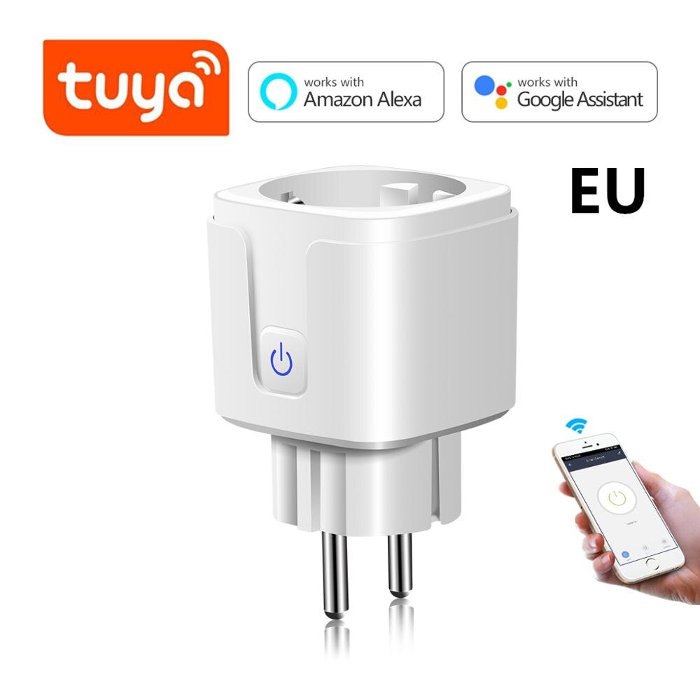 Smart home eu us smart socket trådløs wifi strømstikadapter 15a fjernbetjening siri stemmestyringsarbejde med apple homekit ios: Tuya app eu-stik