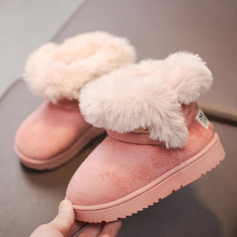 Winter Kinderen Laarzen Kinderen Mode Schoenen Baby Sport Schoenen Warme Laarzen Meisjes Enkellaarsjes Peuters Bont Pluche Sneeuw laarzen