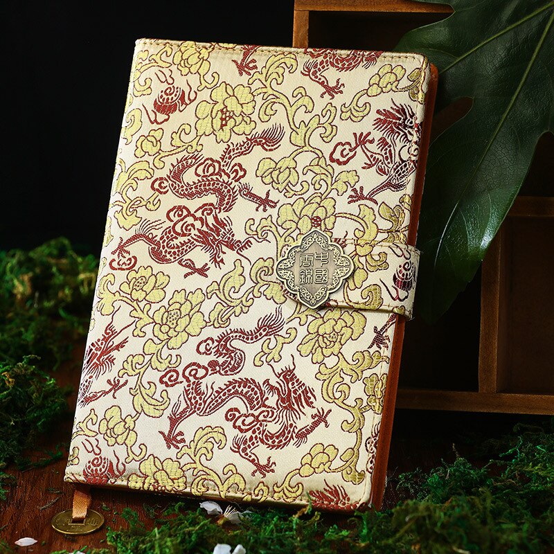 Cahier de notes classique de Style chinois, bloc-notes sculpté, bloc-notes brocart du Dragon chinois , à la , d'affaires, feuilles de 50: 8