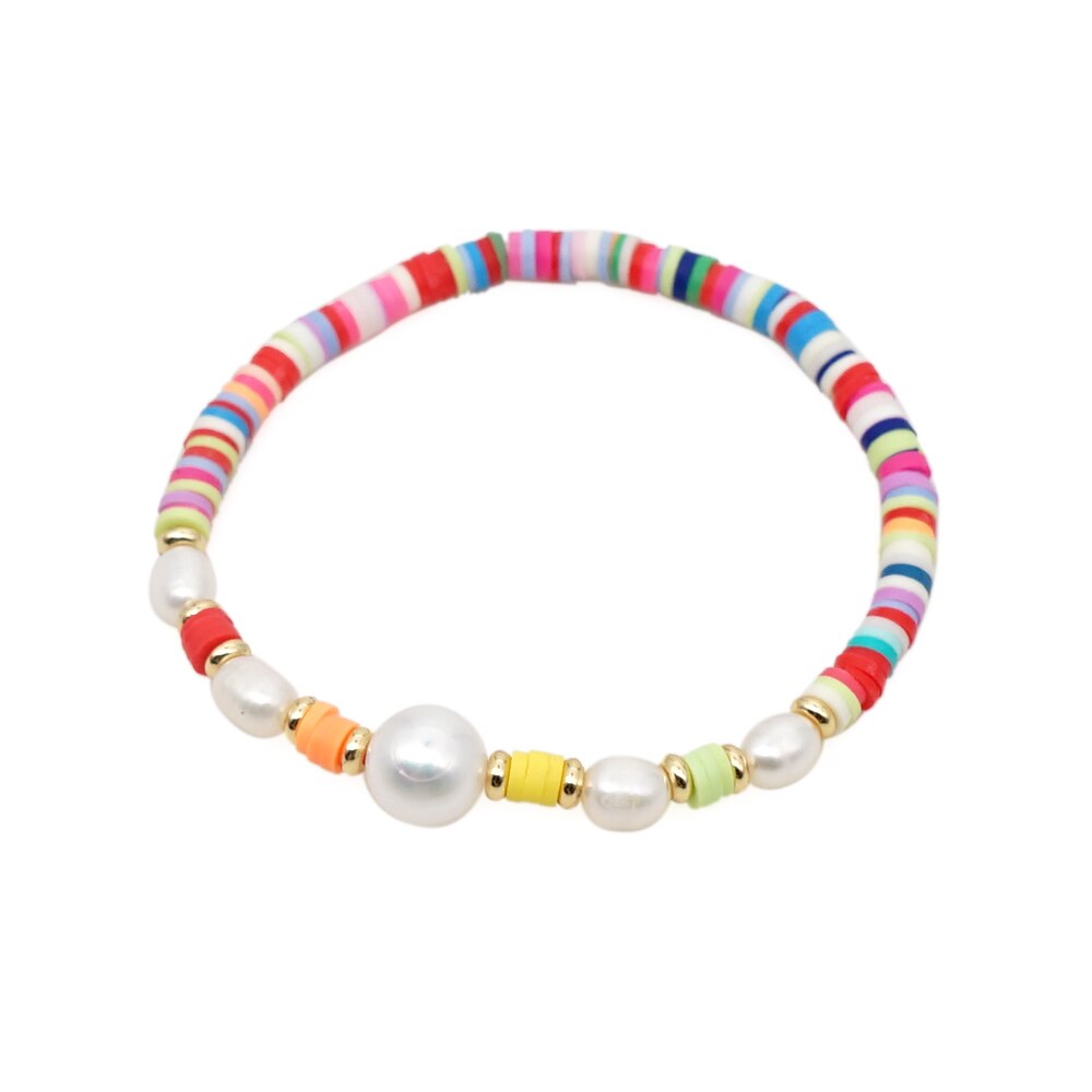 GO2BOHO Arcobaleno Donne Del Braccialetto 4 millimetri In Vinile Heishi Disco Bead Bracciali di Perle D'acqua Dolce 2020 Boho Gioielli Fatti A Mano Pulseras Mujer: ZZ-B200056C