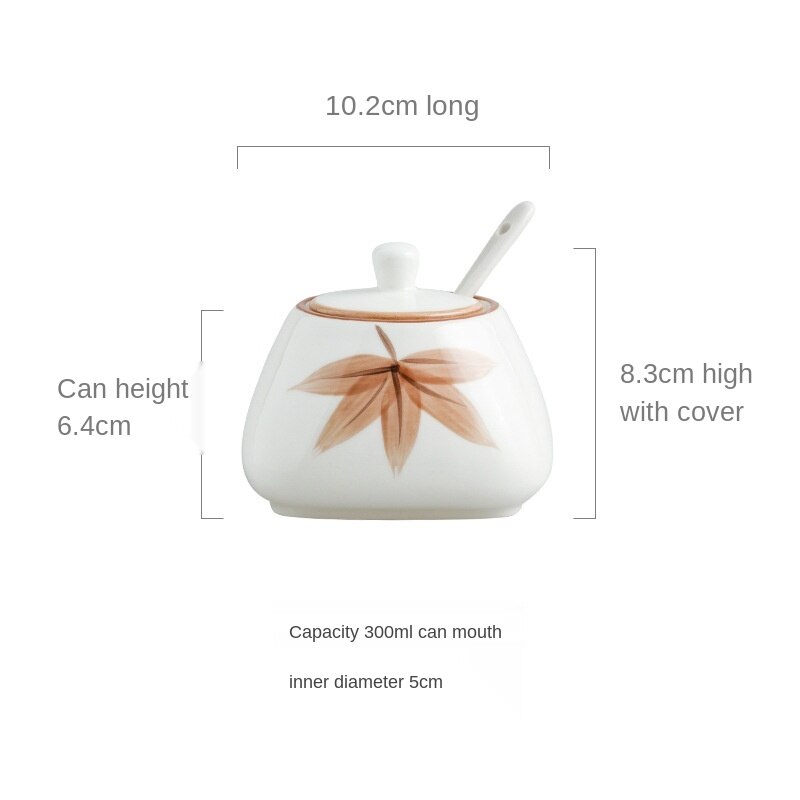 Tarro de cerámica Retro pintado a mano con cielo estrellado, contenedor de especias con tapa y cuchara, caja de condimentos, utensilios de cocina, 300ml: C