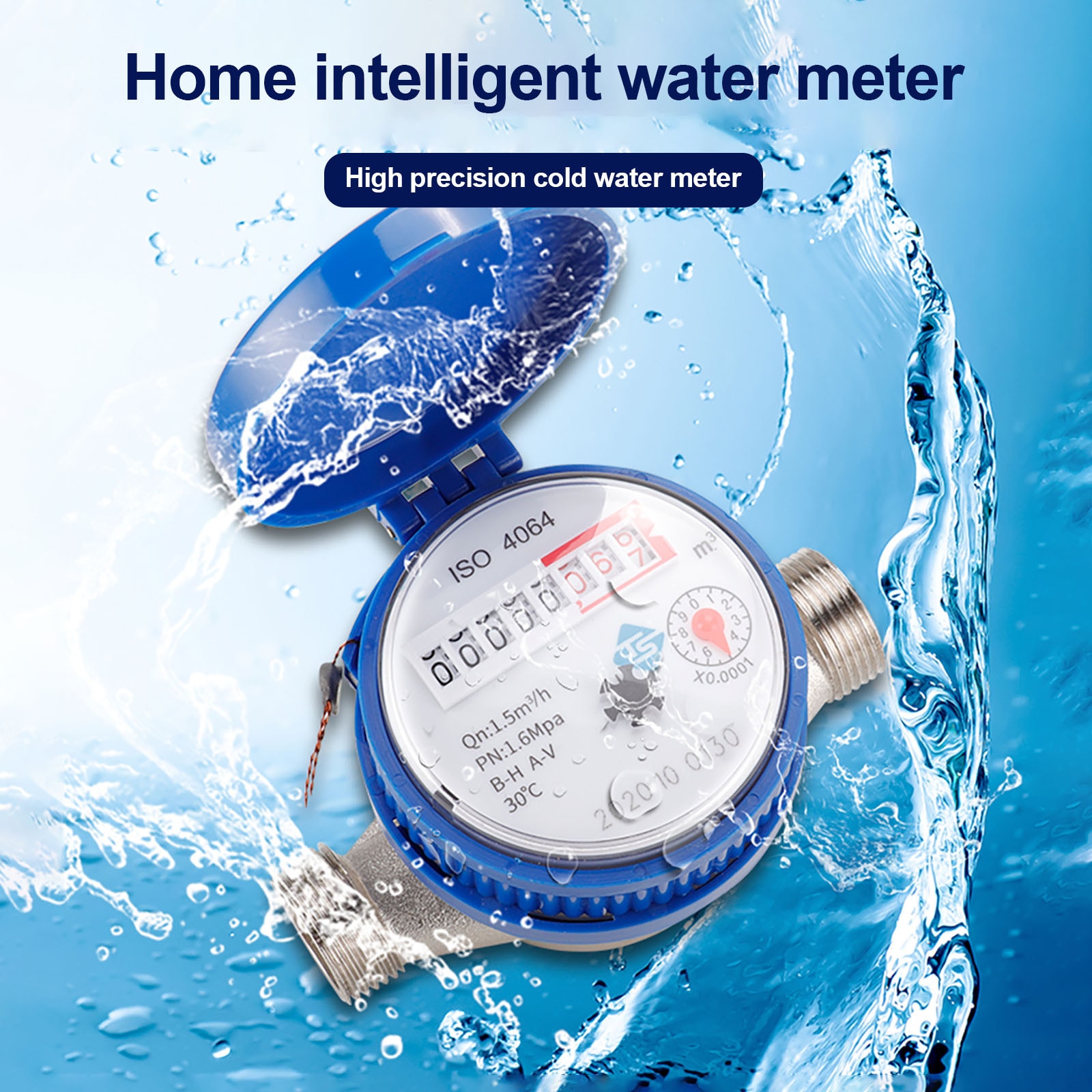 Smart Water Meter Household Mechanical Rotary Wing Cold Water Meter Pointer Digital Display Combination Water Meter#35