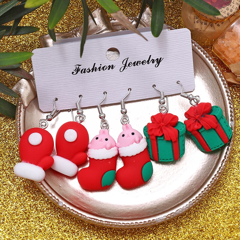 Boucles d'oreilles en forme d'animal et de dinosaure, 8 paires/ensemble, tendance, mignonnes, adaptées aux femmes, transparentes, ours, fleur, petites boucles d'oreilles, naissance amusante: 3 pairs EH3285