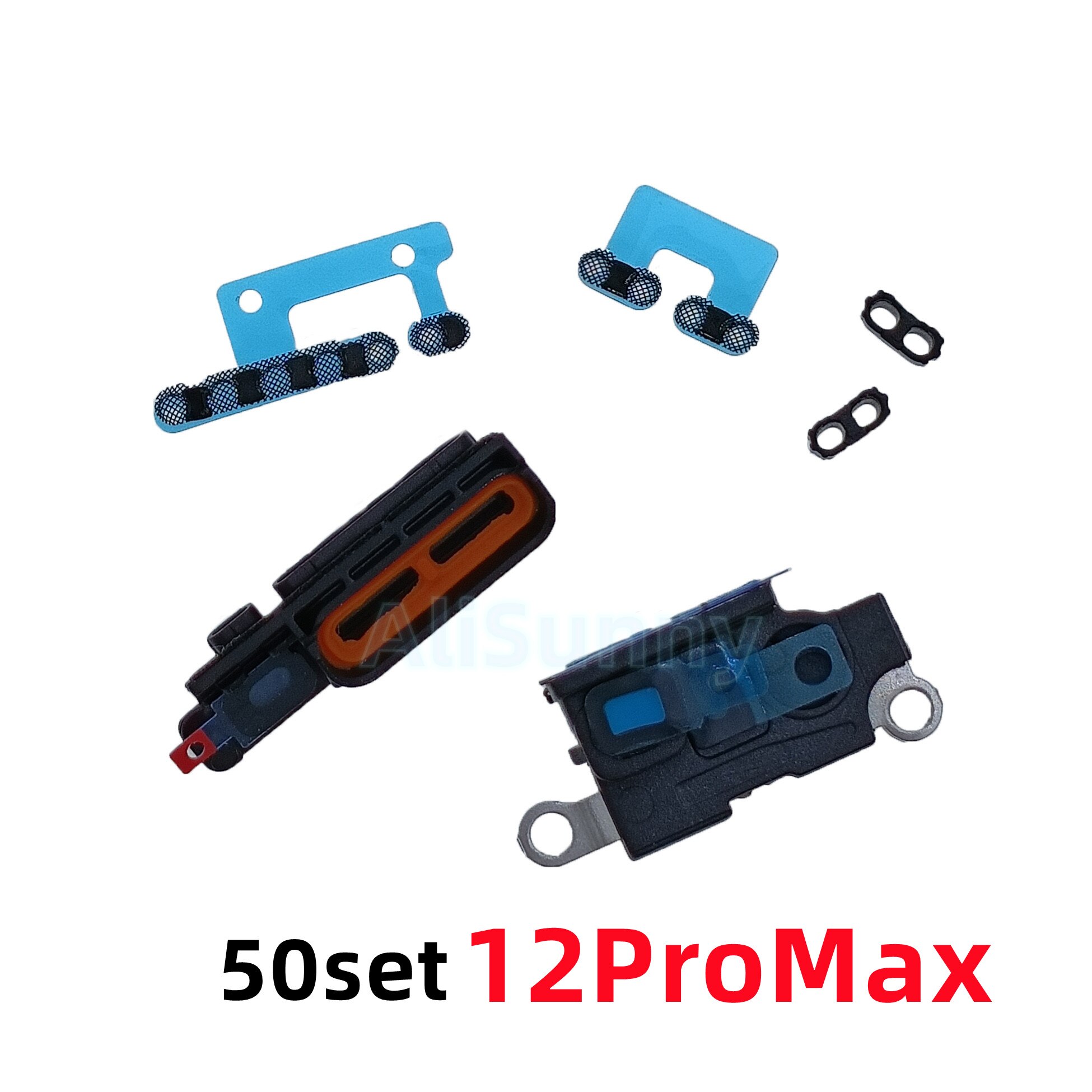 AliSunny 50Set głośnik + Mic Mesh samoprzylepna naklejka na iPhone 6 6S 7 Plus lewa + prawa siatka przeciwkurzowe ucho ekran dotknij klej: 50x for 12PROMAX