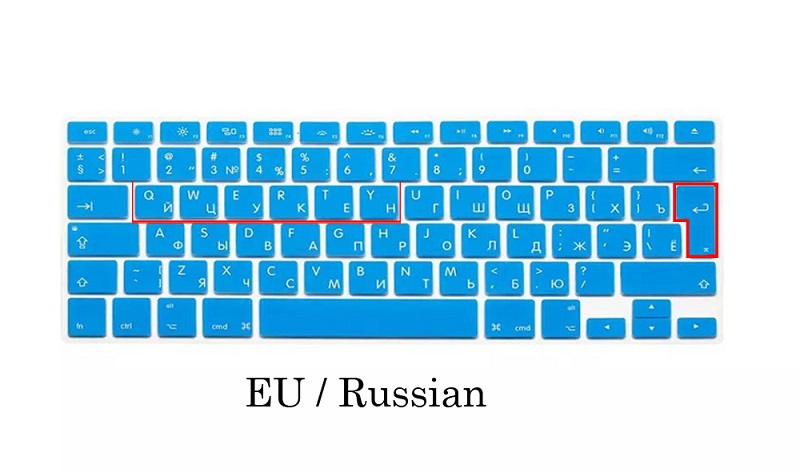 EU UNS Russische Sprache Tastatur Haut für Macbook Retina 13 15 Russische Tastatur Abdeckung A1398 A1502 Wasserdichte Tastatur Film Haut: EU-Blau