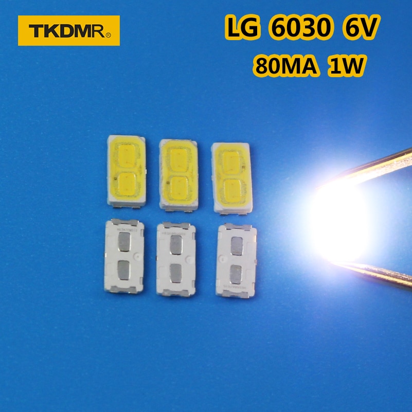 Tkdmr 120 stuks/partij lg smd led 6030 6v 1w koud wit voor tv achtergrondverlichting led kralen