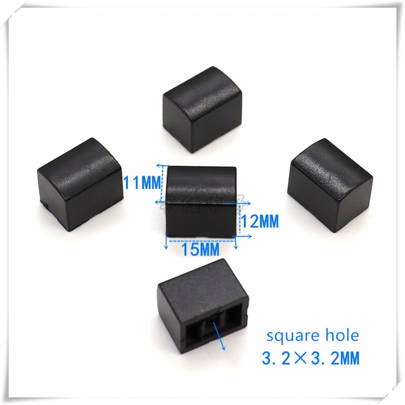 10 Stuk Zwarte Rechthoekige Plastic Knop Cap Vierkante Gat 3.2*3.2Mm Self Locking Switch Cap Knop Cap