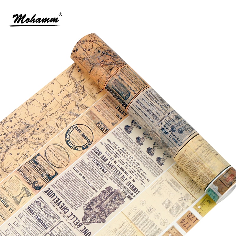 Retro Newspaper Map Gothic Decorative Adhesive Tape Washi Tape DIY Scrapbooking Masking Tape School Office Supply