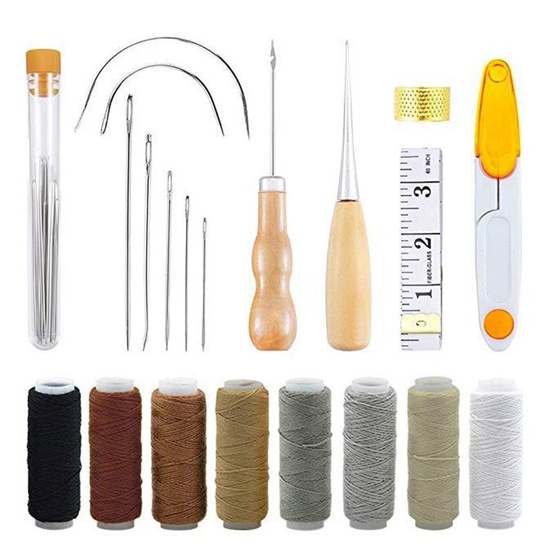 Basic Lederen Craft Stiksels Naaien Hand Tool Kit Zadel Groover Voor Diy Leathercraft GHS99