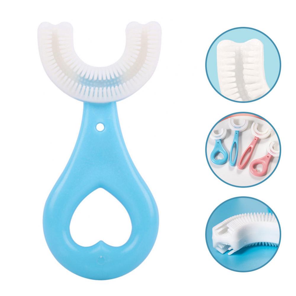 1Pcs U-Vorm Tandenborstels Met Handvat Siliconen Oral Care Borstel Voor 2-12 Jaar Oude Kinderen Handleiding U-Vorm Tandenborstels