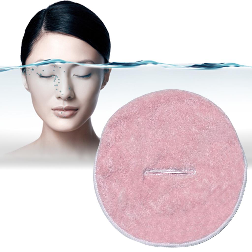 Facial Towel Mask Hydrating Rejuvenation Coral Fleece Beauty Salon Face Mask for Women Girls Sister - Single Hole Pink