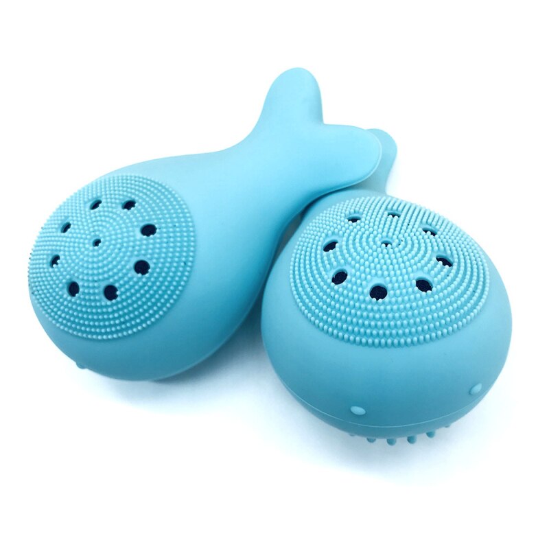 1pcs Silicone Small Whale Wash Brush Whale Cleansing Brush Cleansing Instrument Clean Nose Brush Cleansing Tool: Green(opp bag)