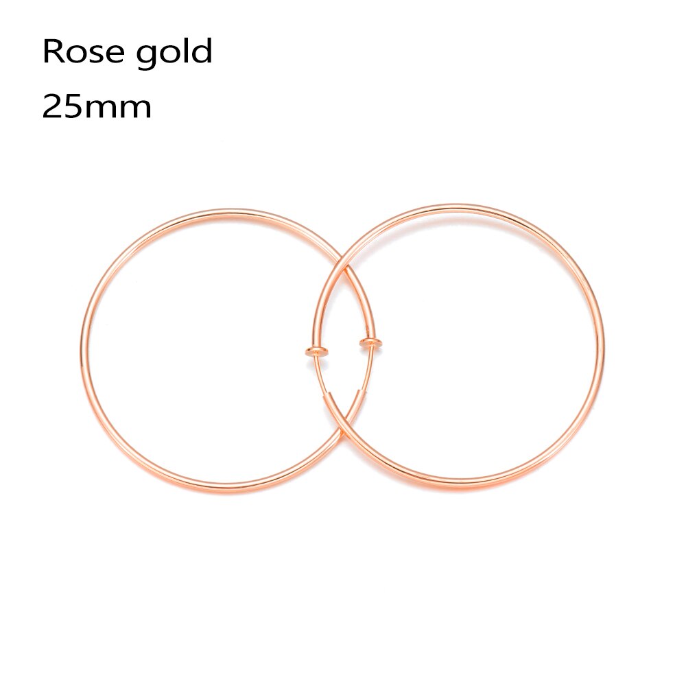 1 Pair Women Large Circle Round Hoop Earrings Hyperbole Baby Femme Letter Earrings Punk Dangle Hip-hop Jewelry: 25mm	rose gold