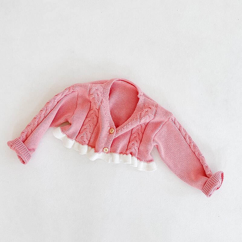 Herbst Baby Mädchen Kleidung Set Mädchen Kurze Strickjacke Mantel Und Baby Mädchen Gestrickte Rüschen Body Overall Mädchen Pullover Anzug: 86027coat / 6m