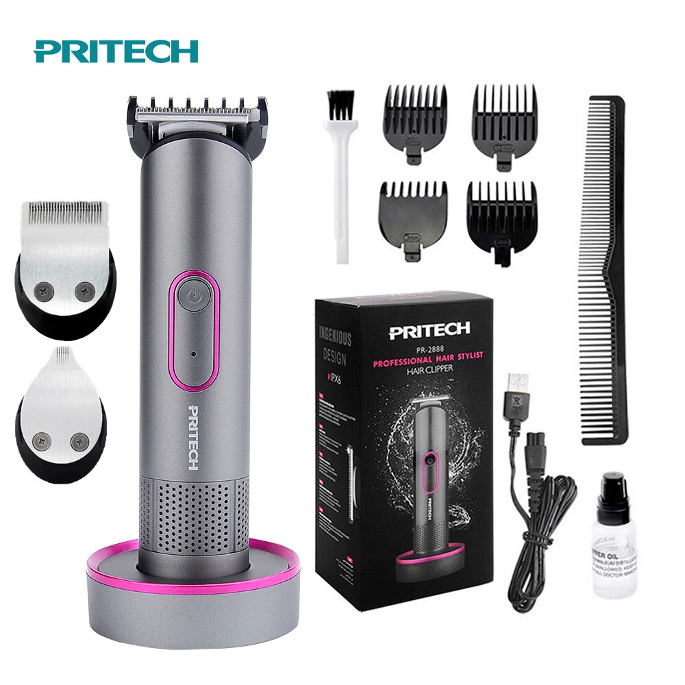 Tondeuse de coiffeur pour hommes, rasoir électrique pour barbe, coupe de cheveux professionnelle sans fil, USB: KIT